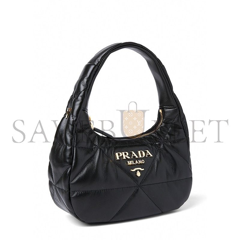 PRADA MINI QUILTED STITCH SHOULDER BAG IN BLACK 1BA384 (21*12.5*6.5cm)